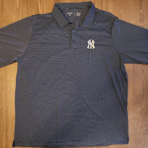 NY Yankees Men’s 2XLT Antigua POLO Heather Navy/White Stripe 2XL Tall New York